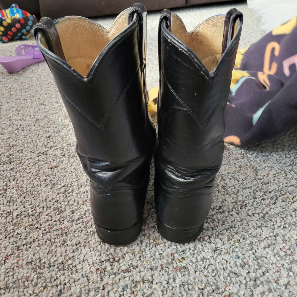 Justin Black Leather Western Boots Size Women's 7 - Picture 4 of 4